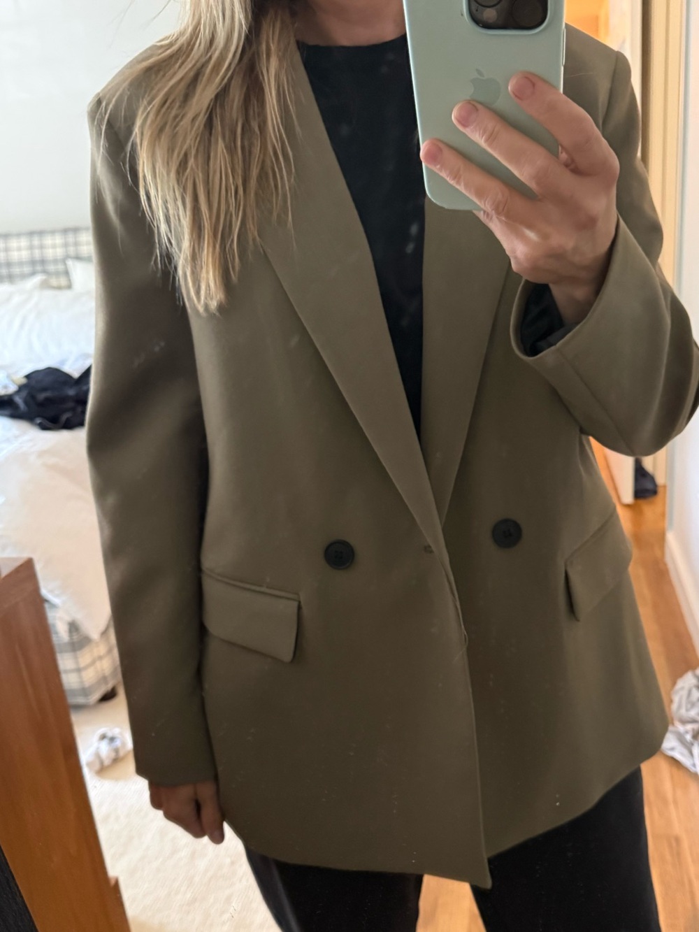 Zara . Never worn . NWT. Olive Double-Breasted Women's Blazer Jacket